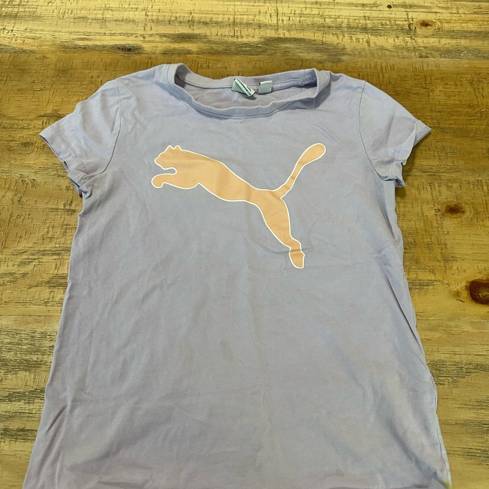 Puma Purple and Pink Short Sleeve Tee with Iconic Logo